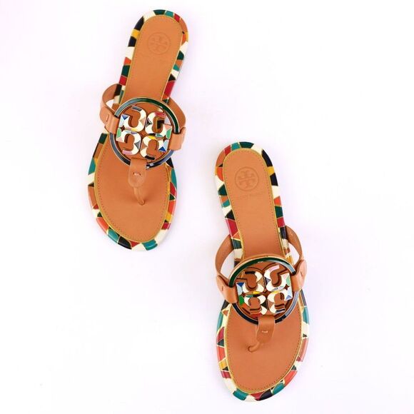 NIB Tory Burch Enamel Metal Miller Sandals Multi 8.5-9 SOLD OUT - Picture 3 of 11